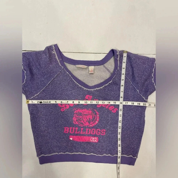 Derek Heart Purple Los Angeles Bulldogs Short Sleeve Sweatshirt Size Large - Picture 5 of 5